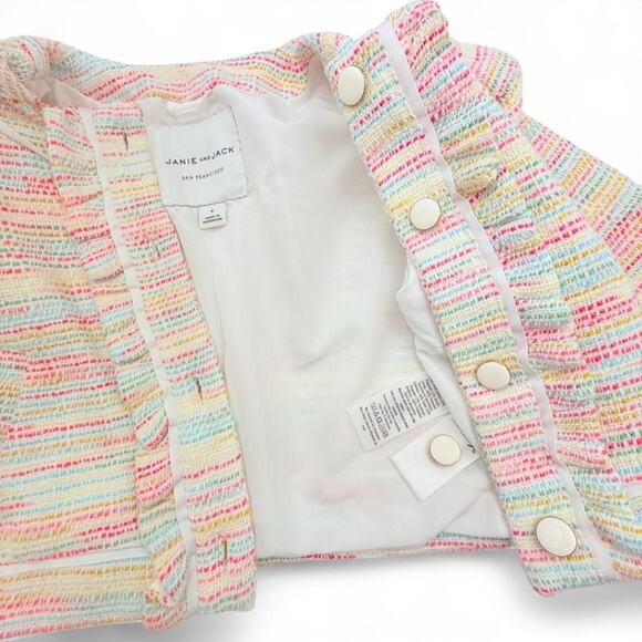 Janie & Jack Easter Bouquet Boucle Tweed Blazer Girls 6 Pastel Rainbow Cluelesss - Picture 3 of 8